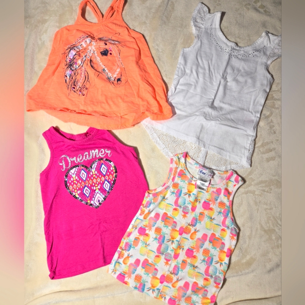 Colorful Kids Tank Tops Set- Horses Shirt And Pineapple